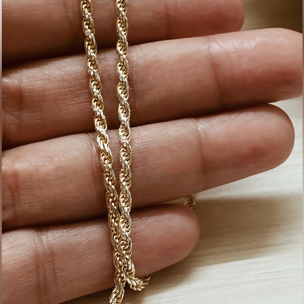 14K Gold Rope Chain •  Rope Chain • Real Silver • Men Chain 22”